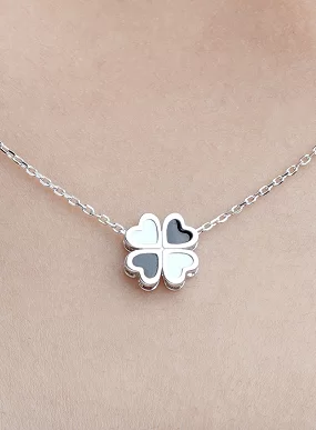 Black and White Clover Pendant Chain