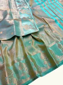 Premium Tissue Banarasi Saree – Regal Shine with Blouse Piece