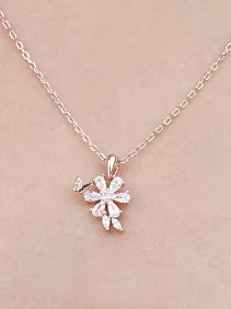 Flower with Tiny Butterfly Pendant Chain