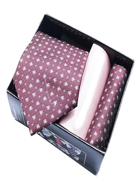Premium Slik Regular Free Size Necktie for Men with Pocket Square - Purole With white Polka Design