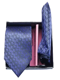 Premium Slik Formal Free Size Blue Microfiber Necktie with a Box for Men - Perfect for Weddings and Parties