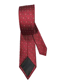 Premium Silk Necktie for Men with Matching Cufflinks and Pocket Square -  Maroon color, Silver Design