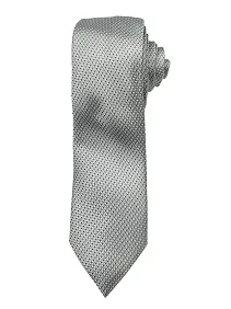 Mens White Premium Silk Necktie Suit Accessories Set With Pocket Square Black Dotted Design