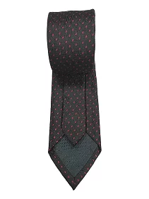 Mens Black Premium Silk Necktie Suit Accessories Set With Pocket Square Red Dotted Design