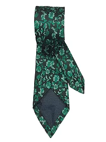 Rare Combee Men's Formal Black & Green & Sky Floral Luxurious Premium Silk Necktie with Pocket Squre