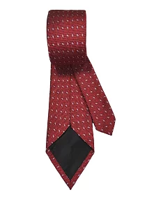 Rare Combee Men's Formal Maroon Silk Necktie, Pink Dotted Standard Size Premium Fabric Luxurious Finishing with Pocket Squre