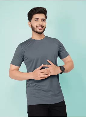 Combo Sporty Red & Grey Polyester Round Neck T Shirt Pack of 2