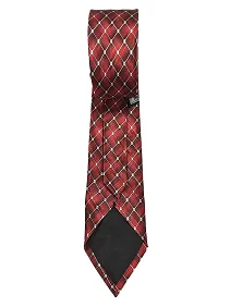 Rare Combee Maroon, White Checkerd Silk Necktie, Premium Fabric Luxurious Finishing with Pocket Square, Rose Pin, Tie Pin & Cufflinks for Corporate, Meeting, Party's, Gift