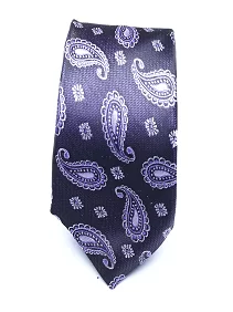 Ultra-Premium Silk Necktie for Men Matching Cufflinks & Rose Pin With A Pocket - Purple Paisley Design