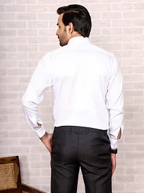 T&T Men Solid Formal White Shirt Regular Fit