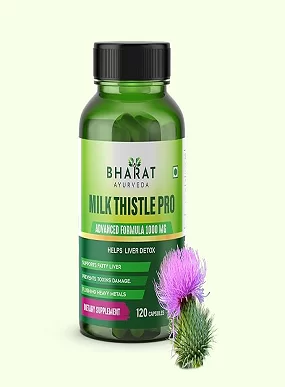 Bharat Ayurveda Milk Thistle Extract Capsule For Liver With 1000 MG |Liver Detox Supplement For Men And Women For Healthy Liver | Fights Fatty Liver | Boost Metabolism | Pack of 1 (120 Capsules)