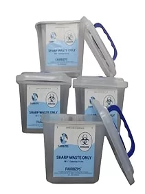 FAIRBIZPS 5 LTR Bio-Medical Sharps Container Waste Box, Metallic Implants, Bio-hazard, Puncture Proof Box Pack of 4
