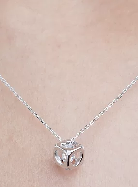 White Heart Cube Pendant Chain