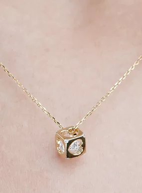 White Heart Cube Pendant Chain