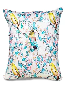 PALAK SAXENA Set of 5 Decorative Cushion Covers, 40 x 40 cm, Square Cotton Linen Nature PrintDecorative Cushion Covers with Hidden Zip, Single-Sided Print