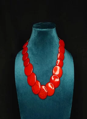 Elegant Tribal Multicolour Beaded Necklace Set – Traditional Ethnic jewellery for Women & Girls Chemical beads [Red]