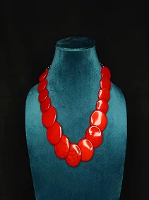 Elegant Tribal Multicolour Beaded Necklace Set – Traditional Ethnic jewellery for Women & Girls Chemical beads [Red]