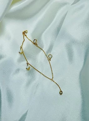 Artificial Golden Rose Evil Eye Heart Charm Bracelet for Women & Girls | Adjustable Stylish Wrist Accessory | Good Luck Gift for Birthday, Valentine, Friendship (`Contemporary)