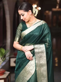 Women's Pure Organza Banarasi Silk Saree – Lightweight Elegance with Blouse Piece