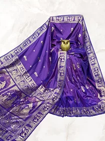 Dual Tone Bishnupuri Baluchari Silk Saree – Pure Soft Elegance with Blouse Piece