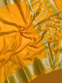 Warm Silk Saree with Full Zari Weaving – Elegant Shine with Running Blouse Piece