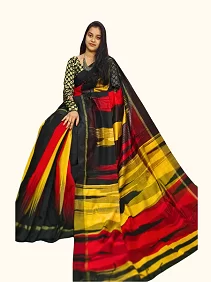 Handloom Cotton Silk Ikkat Saree – Timeless Elegance in Traditional Weave with Blouse Piece