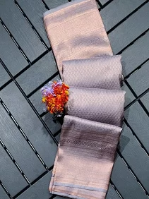 Brocade Silk Saree / Bangalore Silk Saree with Zari Border & Blouse Piece