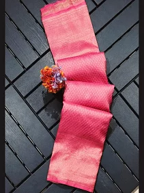 Brocade Silk Saree / Bangalore Silk Saree with Zari Border & Blouse Piece