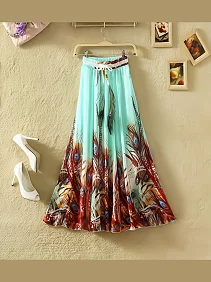 Long Skirt of Women | Women's Ethnic Flared Skirt - Fancy Dori & Button Work | Silk Long Skirt for Festive & Casual Wear