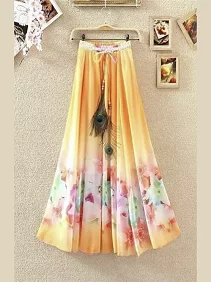 Long Skirt of Women | Women's Ethnic Flared Skirt - Fancy Dori & Button Work | Silk Long Skirt for Festive & Casual Wear