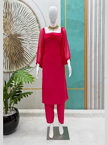 Summer Wear Soft Georgette Kurta Set – Where Elegance Meets Comfort | Women’s Kurta Set | Summer Ethnic Set | Soft Georgette Kurti with Palazzo