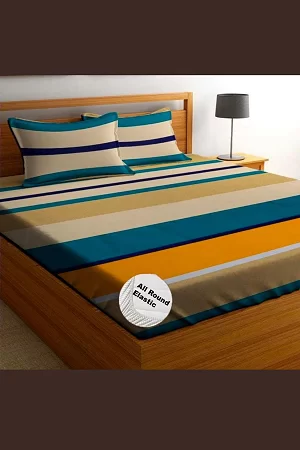 Aavya Queen Size Bedsheet | Abstract Print | Soft Microfibre Fabric | Multi-Color | Premium Bedding Set