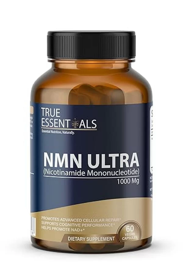 Tru Essentials NMN Supplement 1000mg – Pure Nicotinamide Mononucleotide for Cellular Energy, Anti-Aging & Immune Support – 60 Capsules – Vegan, Non-GMO, Gluten-Free - Pack of 1