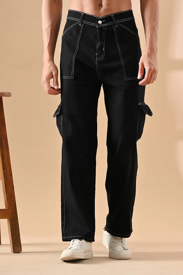 Men Relaxed Fit Mid Rise Black Jeans