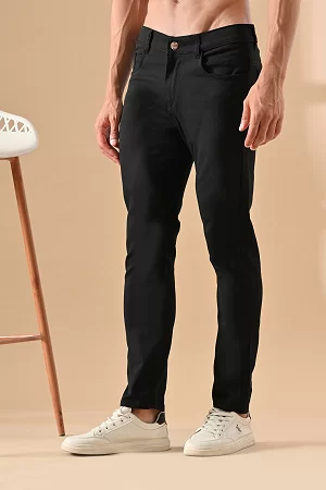 Men Slim Mid Rise Black Jeans