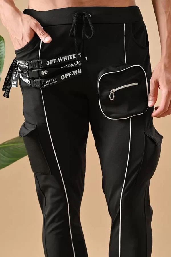 LUMINOIRE Men Solid Black Track Pants