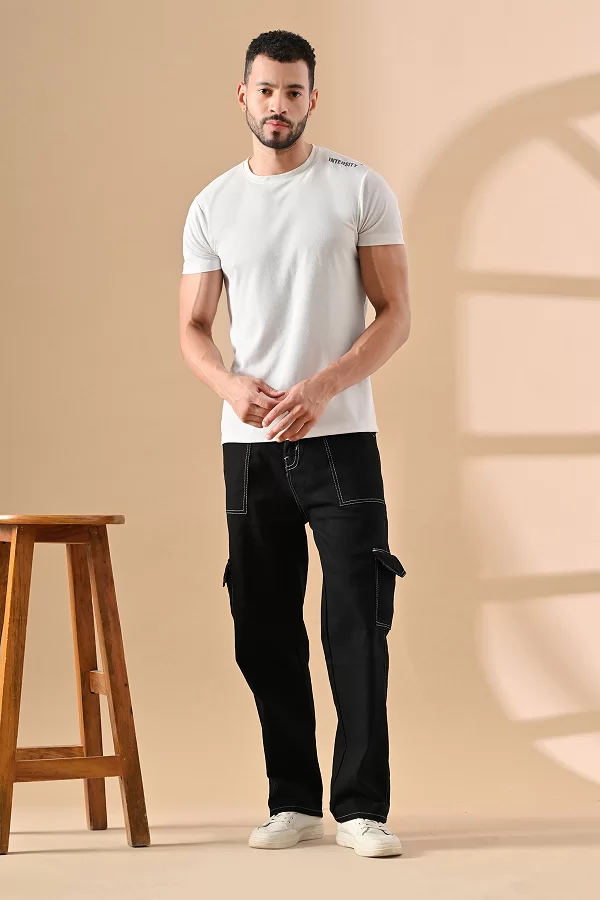Men Relaxed Fit Mid Rise Black Jeans