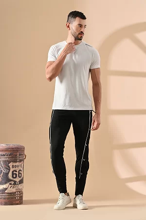 Men Solid Black Track Pants