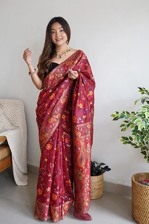 Cotton Silk Saree for Women with Jacquard Border & Rich Pallu | Wedding & Party Wear