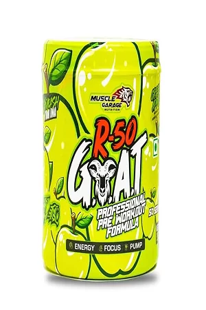 Muscle Garage R-50 GOAT Pre-Workout| Energy, Focus, Strength & Muscle Pump Booster | 50 Servings – Explosive Performance Supplement | Mango Flavor | 350 gm