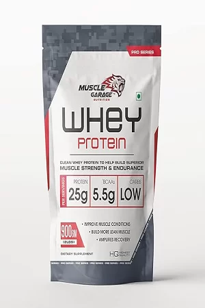 Muscle Garage Clean Whey Protein Powder 25g Protein, 5.5g BCAAs – Low Carb, Fat Free – Lean Muscle Builder & Recovery Supplement |Chocolate Flavor | 900 gm