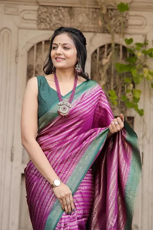 Kuber Pattu Silk Saree | Pink & Green Colour Kuber Pattu Silk Saree