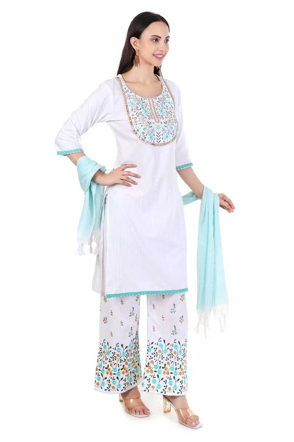Kurti plazo dupatta set Ambroidery
