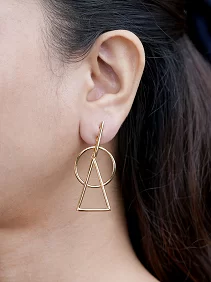 Circle & Triangle Drop Earrings