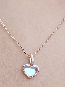 Rainbow Moonstone Heart Pendant Chain
