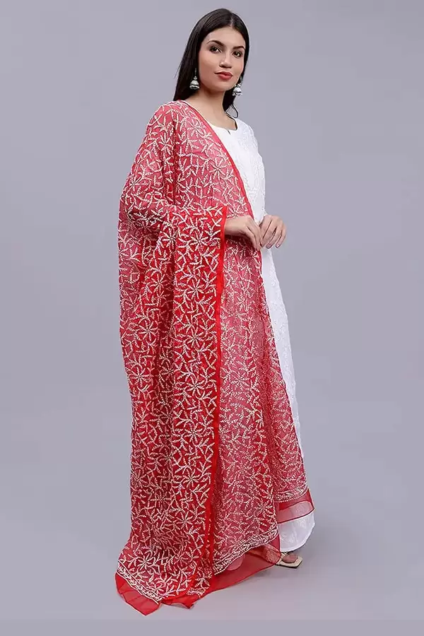 Chiffon Chikankari tepchi duppatta