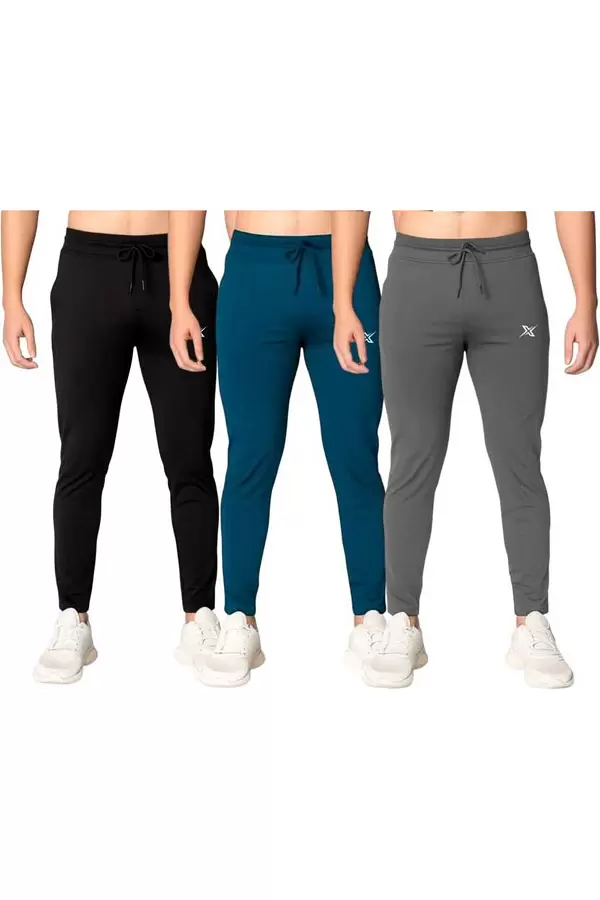 Pack of 3 Men Solid Multicolour Track Pants