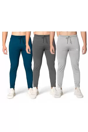 Pack of 3 Men Solid Multicolour Track Pants
