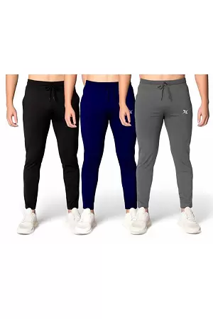Pack of 3 Men Solid Multicolour Track Pants