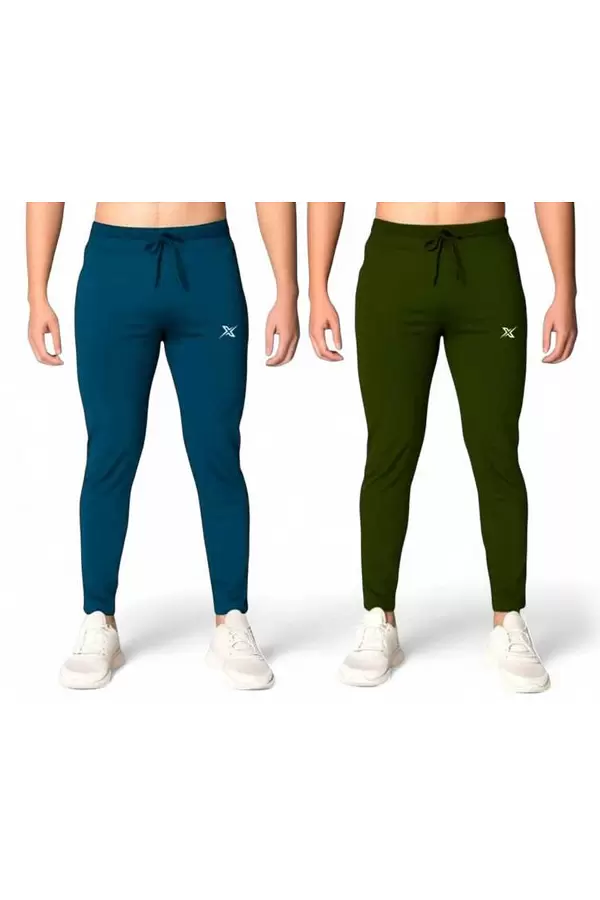 Pack of 2 Men Solid Multicolour Track Pants